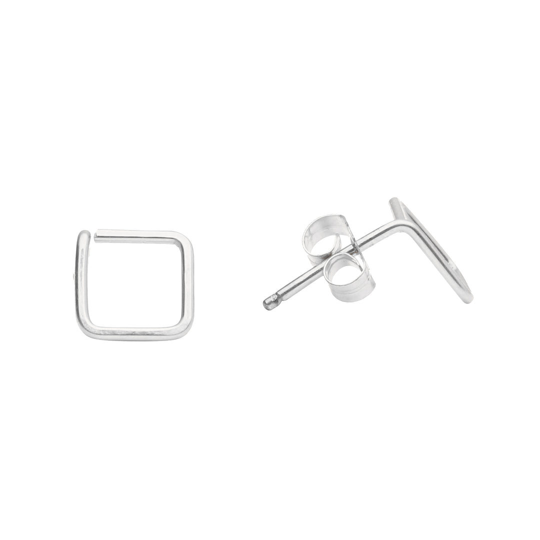 Square Wirewrapped Studs - Earrings - Silver - Silver - Azil Boutique