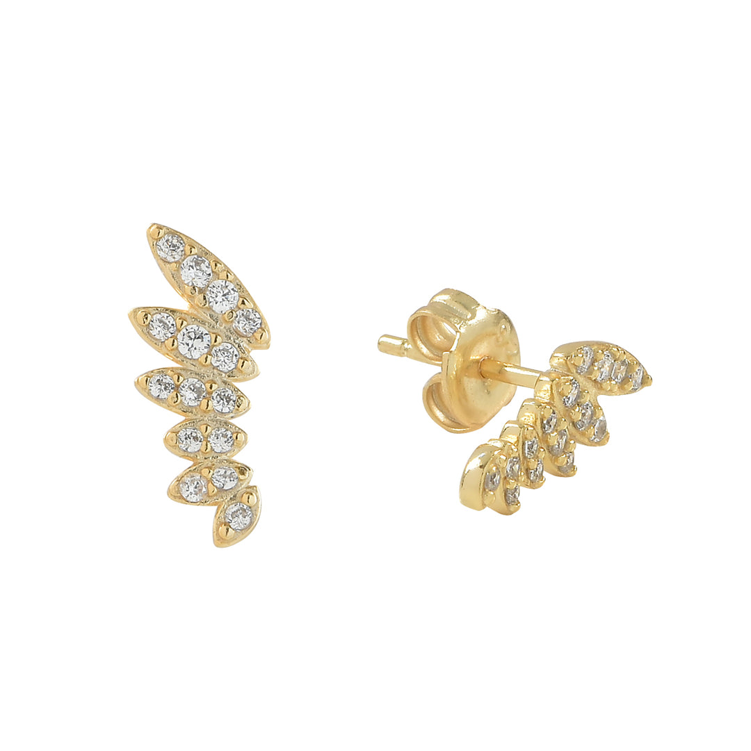 CZ Angel Wing Studs - Earrings - Gold - Gold - Azil Boutique