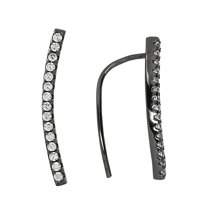SALE - Curved CZ Ear Crawler - Earrings - Gunmetal - Gunmetal / Large / Left - Azil Boutique