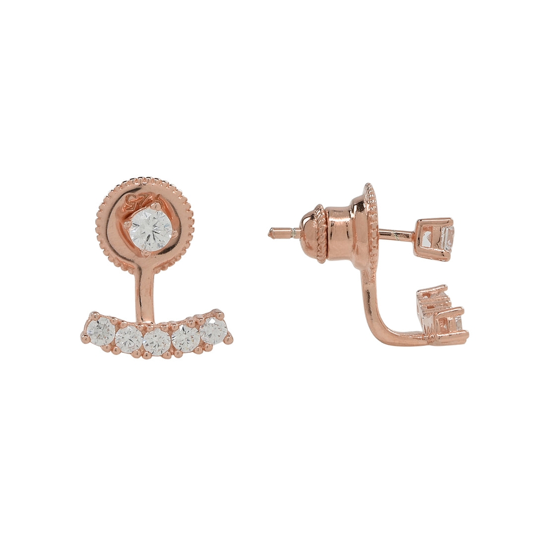 Curved Multi-CZ Ear Jacket - Earrings - Rose Gold - Rose Gold - Azil Boutique