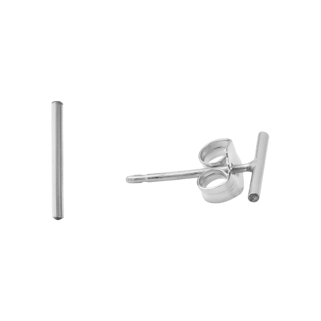 Thin Bar Studs - Earrings - Silver - Silver / 10mm - Azil Boutique