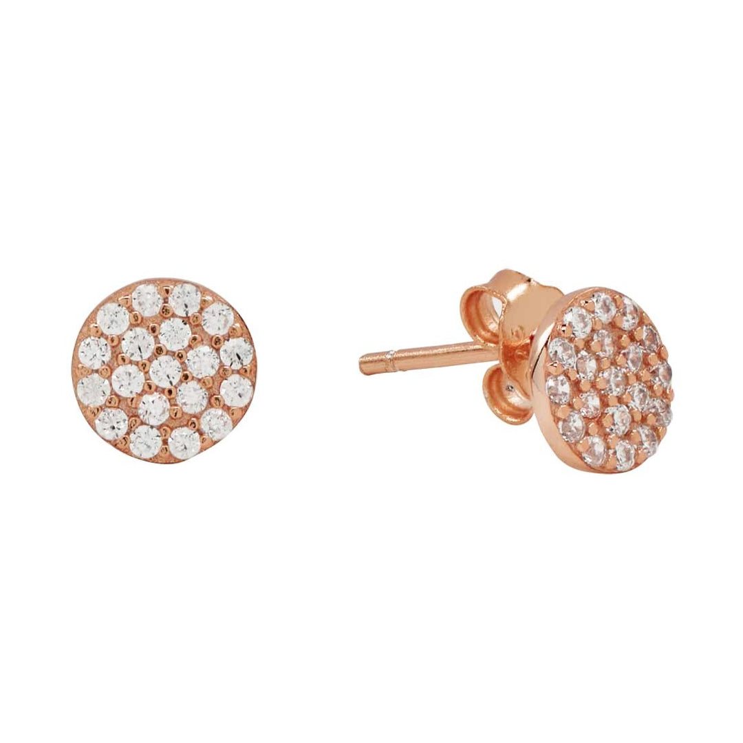 CZ Circle Pave Studs - Earrings - Small - Small / Rose Gold - Azil Boutique