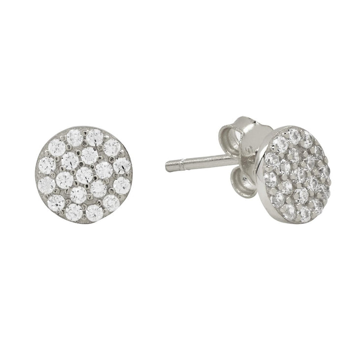 CZ Circle Pave Studs - Earrings - Small - Small / Silver - Azil Boutique