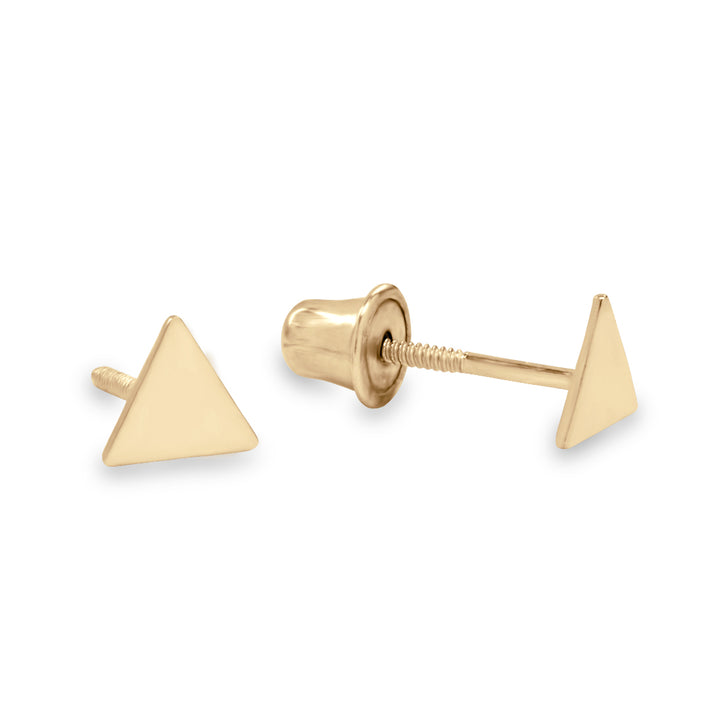 10k Solid Gold Triangle Studs - Earrings - Yellow Gold - Yellow Gold - Azil Boutique