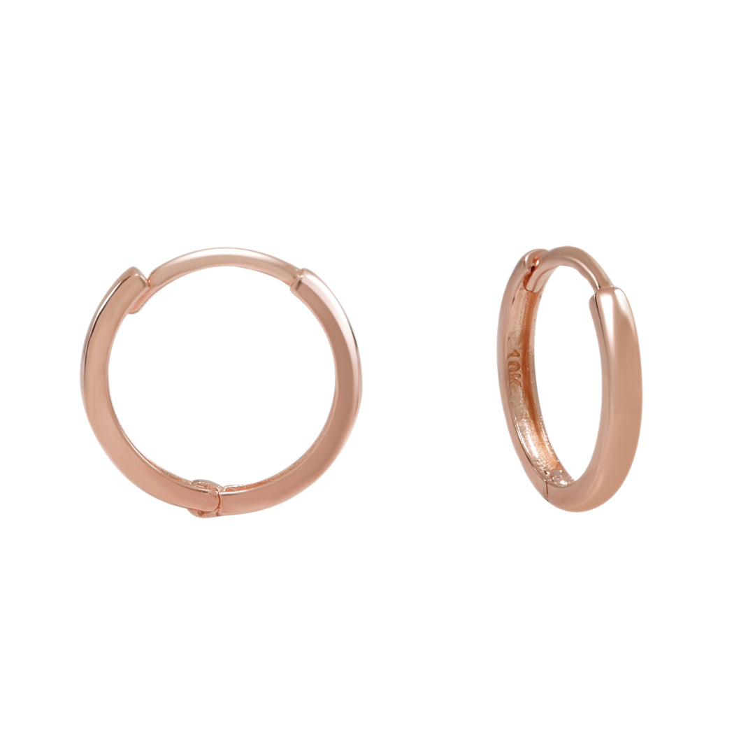 10k Solid Gold Huggie Hoops - Earrings - Rose Gold - Rose Gold / 12mm - Sold Individually - Azil Boutique