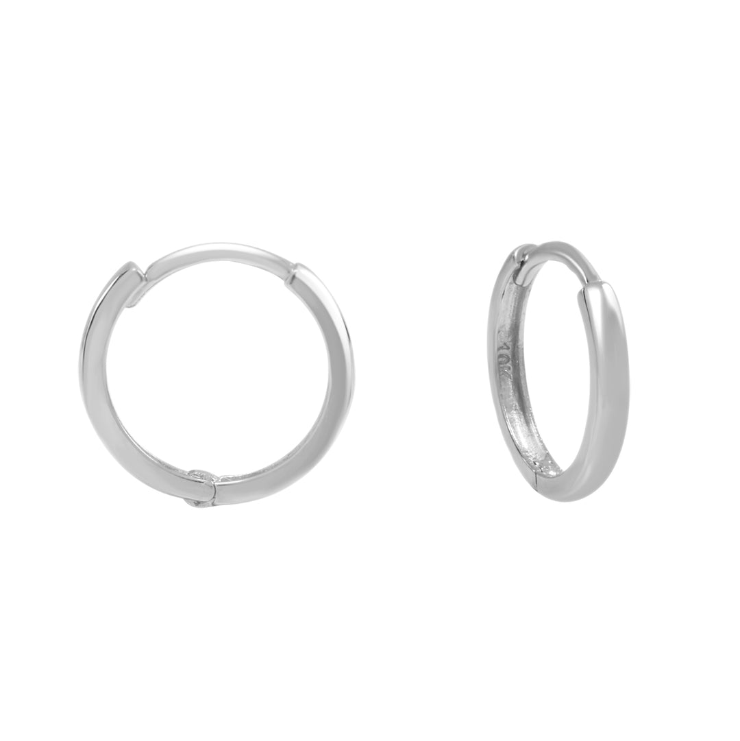 10k Solid Gold Huggie Hoops - Earrings - White Gold - White Gold / 12mm - Sold Individually - Azil Boutique