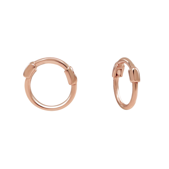 10k Solid Gold Thin Huggies - Earrings - 6mm - Sold Individually - 6mm - Sold Individually / Rose Gold - Azil Boutique