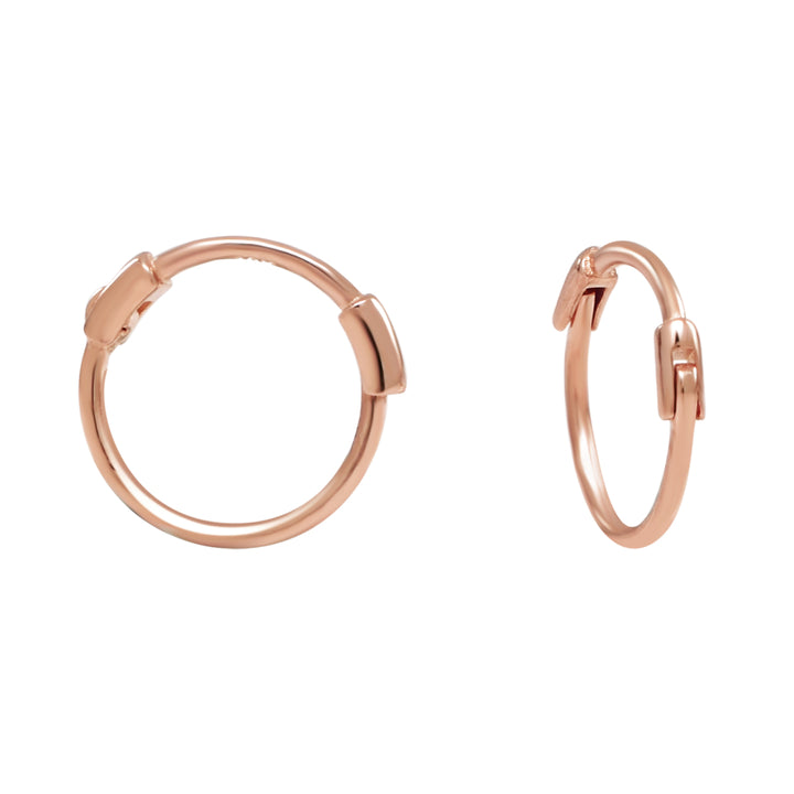 10k Solid Gold Thin Huggies - Earrings - 11mm - Sold Individually - 11mm - Sold Individually / Rose Gold - Azil Boutique