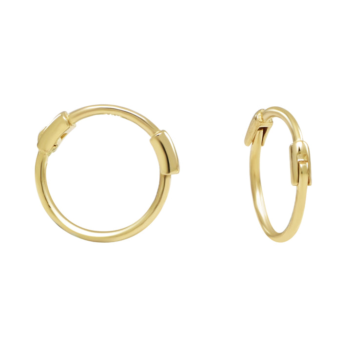 10k Solid Gold Thin Huggies - Earrings - 11mm - Sold Individually - 11mm - Sold Individually / Yellow Gold - Azil Boutique