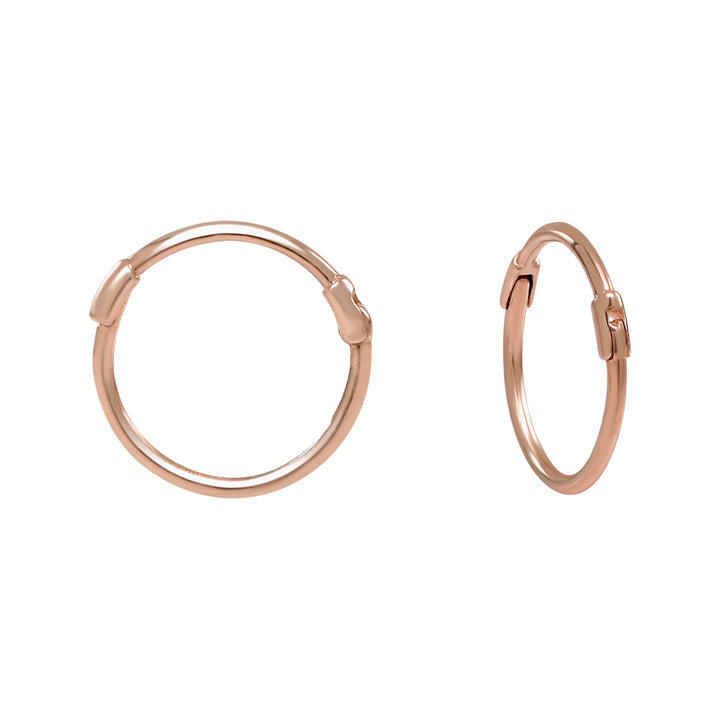 10k Solid Gold Thin Huggies - Earrings - 13mm - Sold Individually - 13mm - Sold Individually / Rose Gold - Azil Boutique