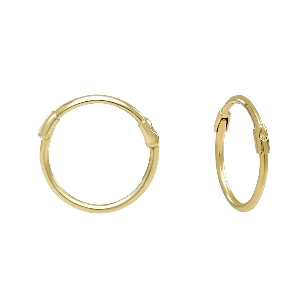 10k Solid Gold Thin Huggies - Earrings - 13mm - Sold Individually - 13mm - Sold Individually / Yellow Gold - Azil Boutique