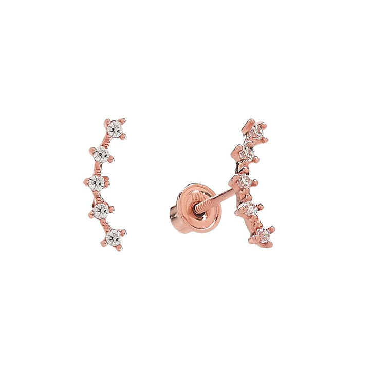 10k Solid Gold Tiny CZ Curved Crawler - Earrings - Rose Gold - Rose Gold - Azil Boutique