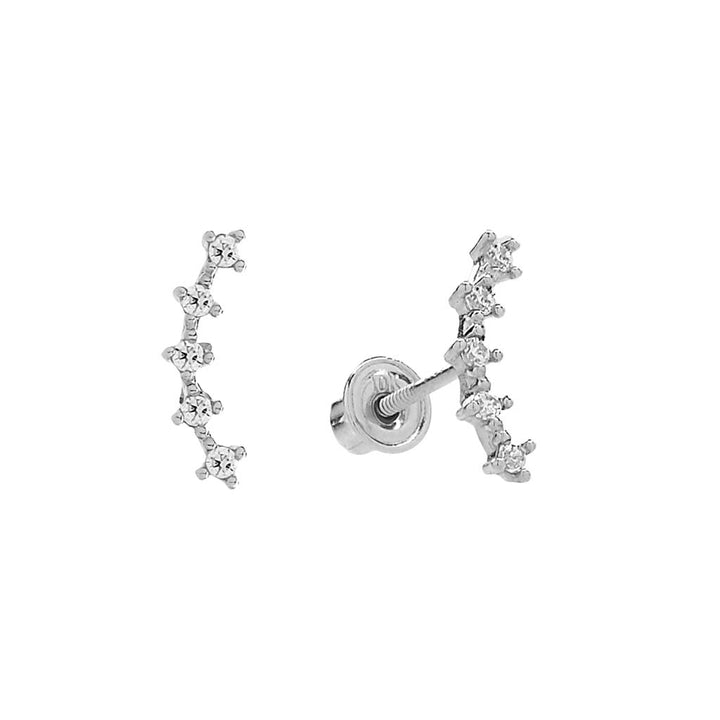 10k Solid Gold Tiny CZ Curved Crawler - Earrings - White Gold - White Gold - Azil Boutique