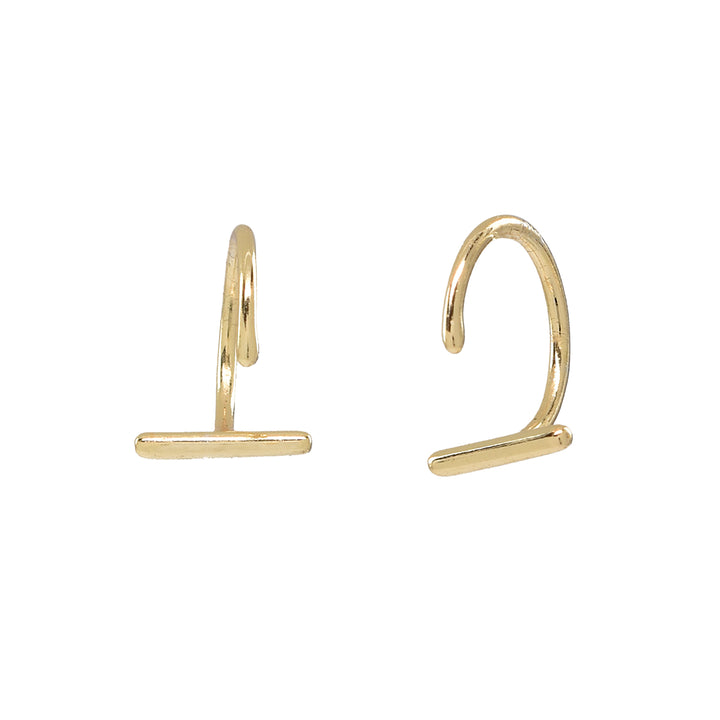 Bar Open Huggies - Earrings - Gold - Gold - Azil Boutique