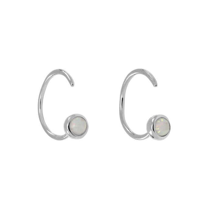 Opal Open Huggies - Earrings - Silver - Silver - Azil Boutique