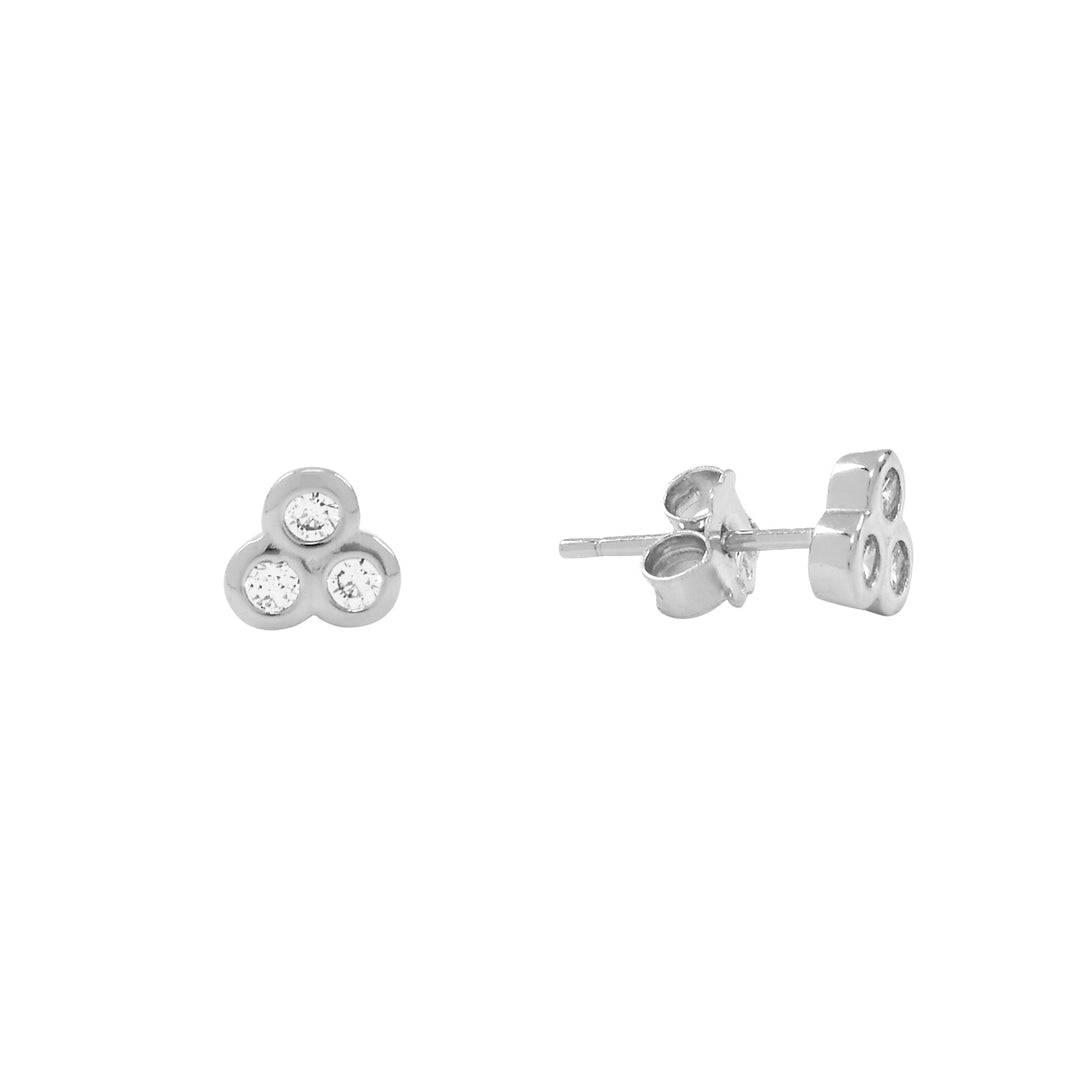 Triple CZ Studs - Earrings - Silver - Silver - Azil Boutique