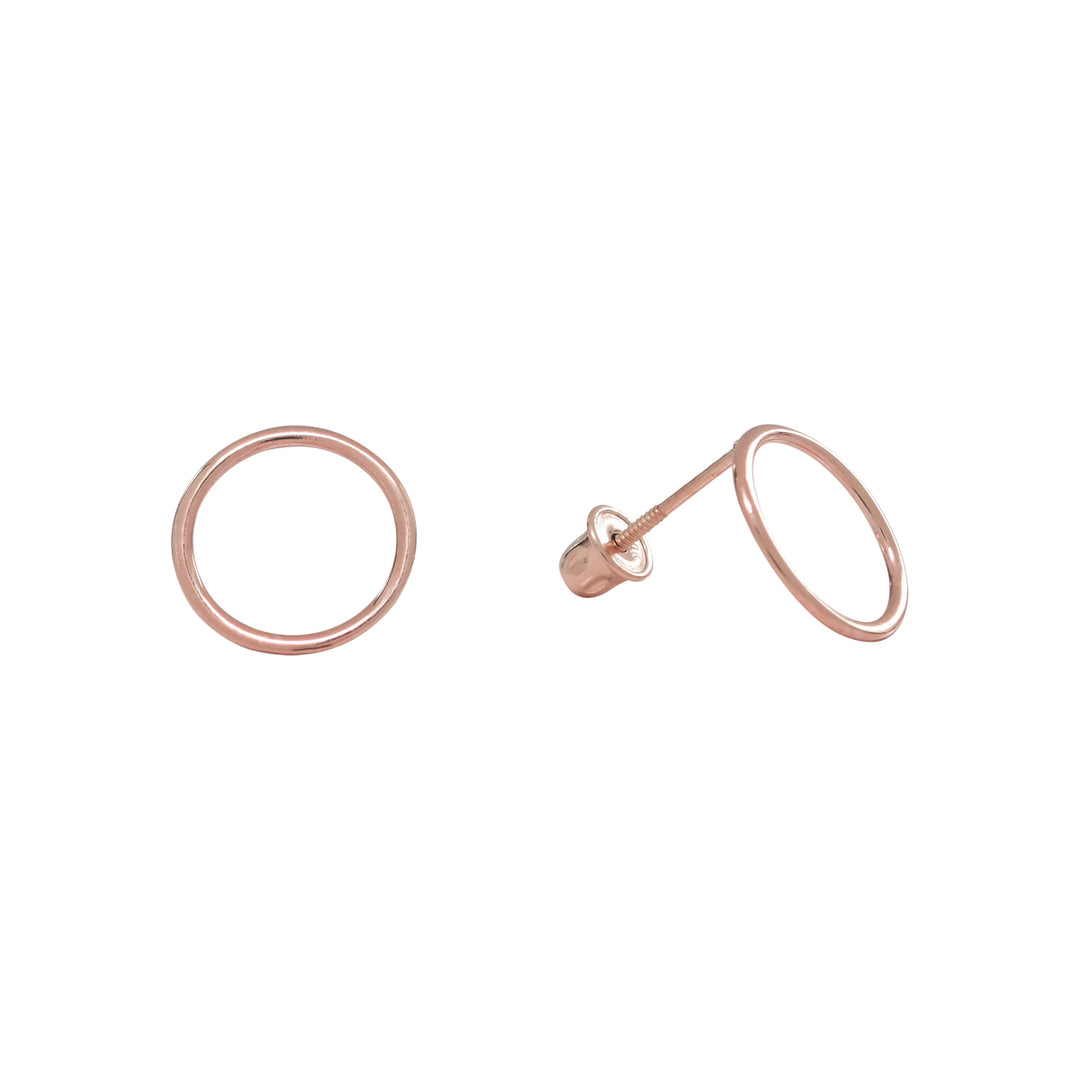 10k Solid Gold Circle Outline Studs - Earrings - Rose Gold - Rose Gold - Azil Boutique