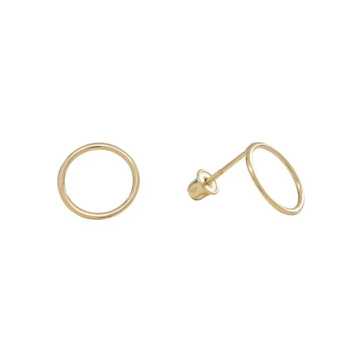 10k Solid Gold Circle Outline Studs - Earrings - Yellow Gold - Yellow Gold - Azil Boutique