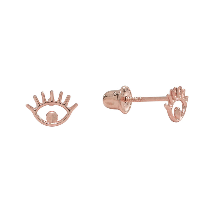 10k Solid Gold Eye Studs - Earrings - Rose Gold - Rose Gold - Azil Boutique