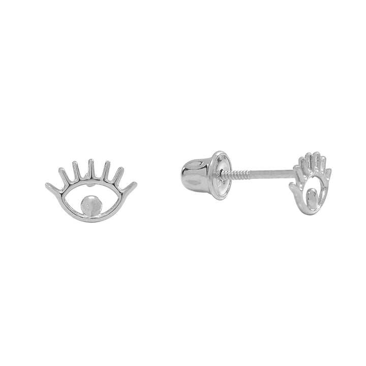 10k Solid Gold Eye Studs - Earrings - White Gold - White Gold - Azil Boutique