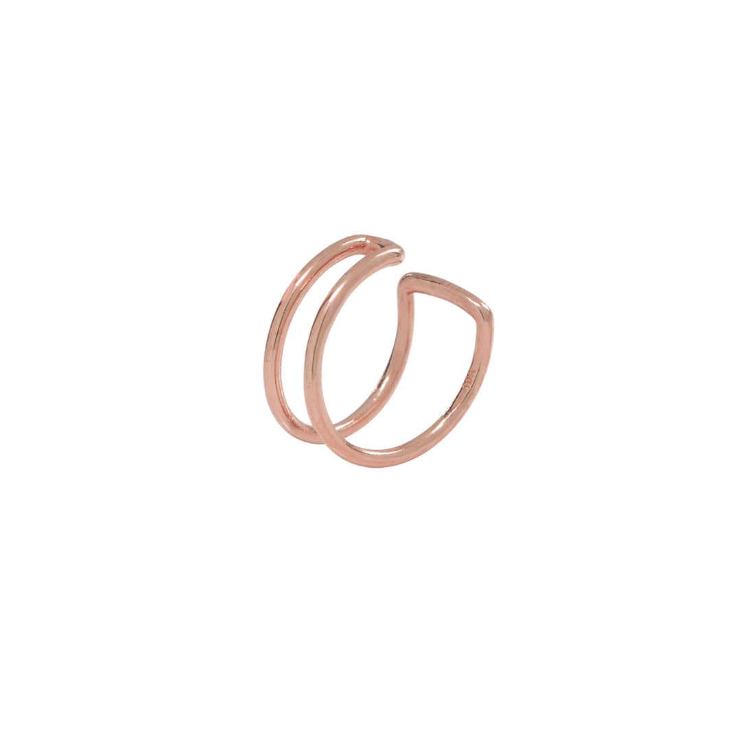 10k Solid Gold Double Line Middle Ear Cuff - Earrings - Rose Gold - Rose Gold - Azil Boutique