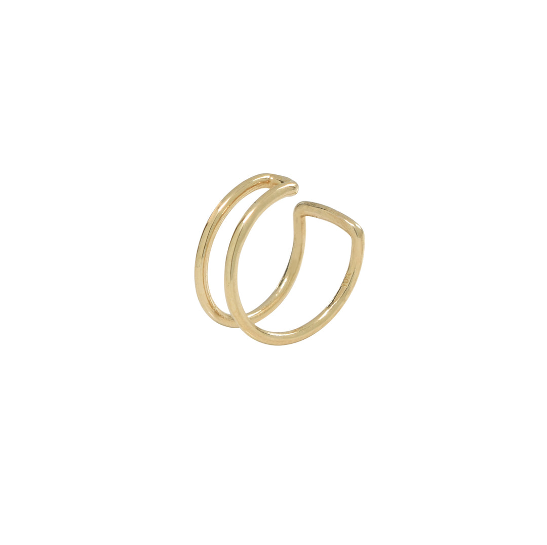 10k Solid Gold Double Line Middle Ear Cuff - Earrings - Yellow Gold - Yellow Gold - Azil Boutique