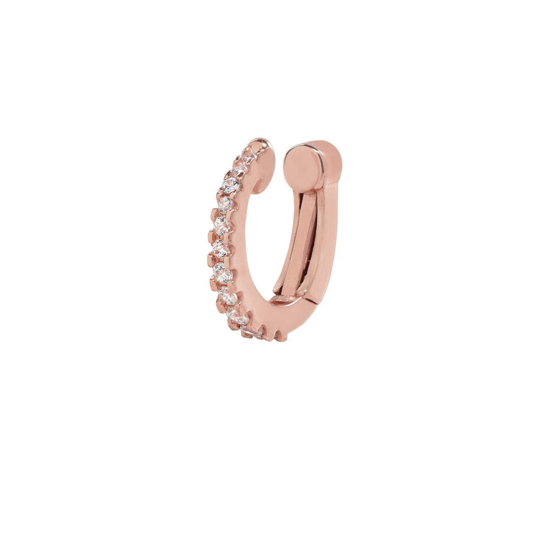 10k Solid Gold CZ Fishtail Snap Middle Ear Cuff - Earrings - Rose Gold - Rose Gold - Azil Boutique
