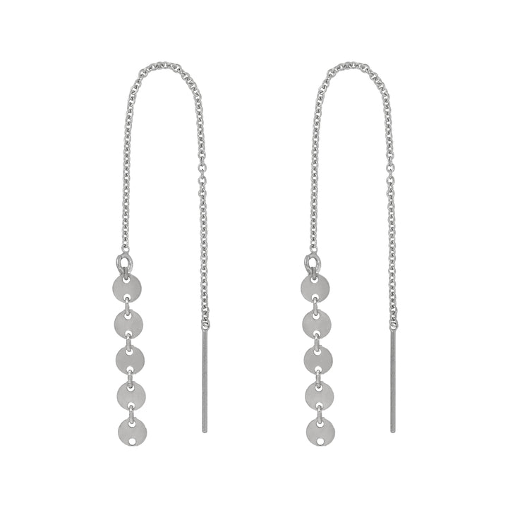 Geometric Ear Threaders (more shapes) - Earrings - 5 Discs - 5 Discs / Silver - Azil Boutique