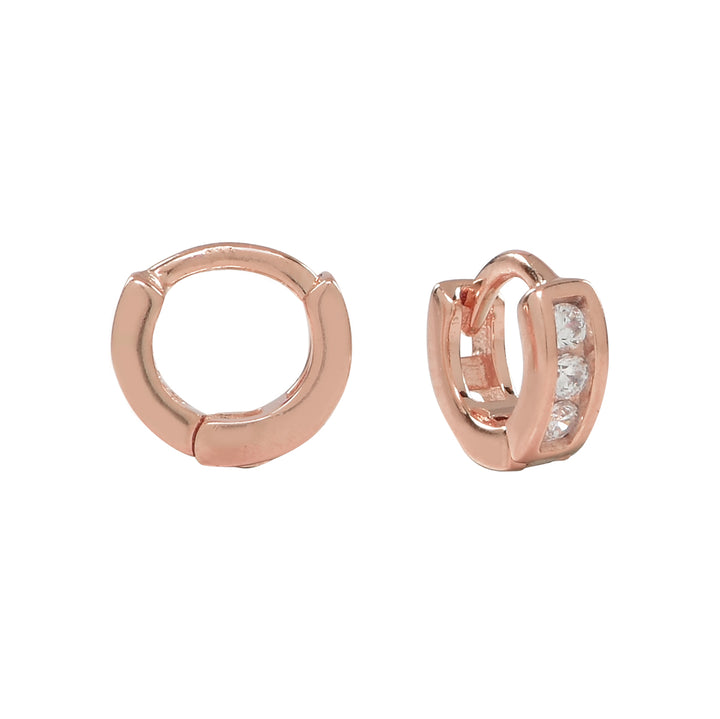 SALE - Tiny CZ Huggies - Earrings - Rosegold - Rosegold - Azil Boutique