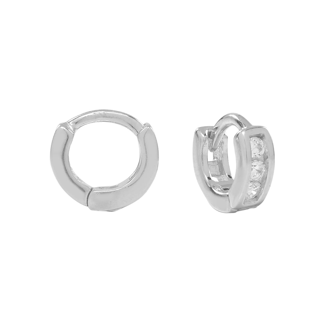SALE - Tiny CZ Huggies - Earrings - Silver - Silver - Azil Boutique