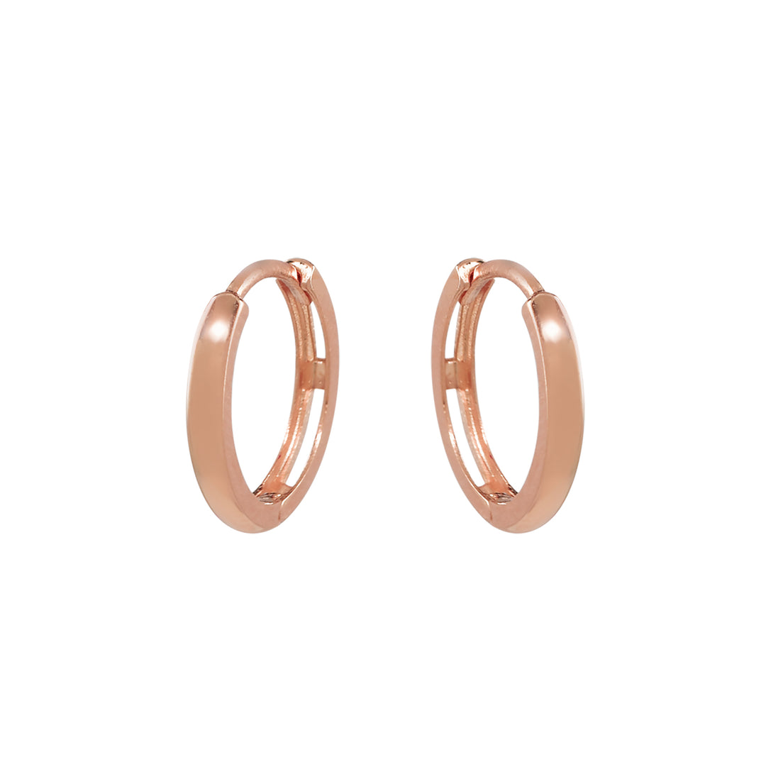 14k Solid Gold Huggies - Earrings - Rose Gold - Rose Gold / 13mm - Azil Boutique