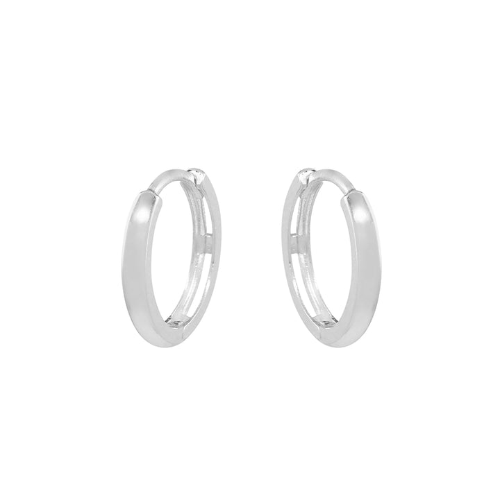 14k Solid Gold Huggies - Earrings - White Gold - White Gold / 13mm - Azil Boutique