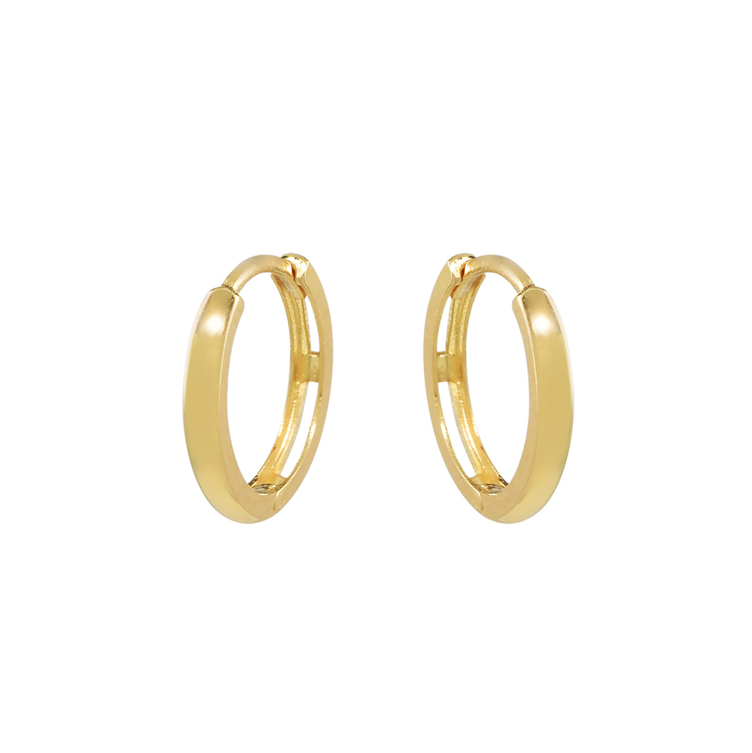 14k Solid Gold Huggies - Earrings - Yellow Gold - Yellow Gold / 13mm - Azil Boutique
