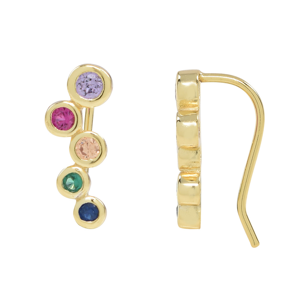 Colorful CZ Mini Ear Crawler - Earrings - Gold - Gold / Left - Azil Boutique