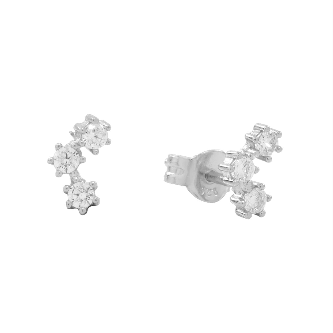 CZ Tiny Trinity Studs - Earrings - Silver - Silver - Azil Boutique