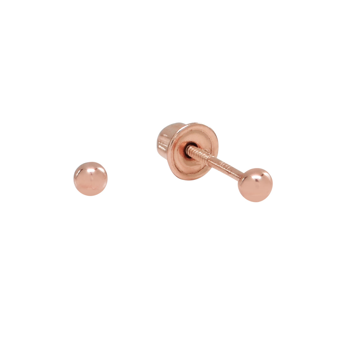 10k Solid Gold Sphere Studs - Earrings - 2mm - 2mm / Rose Gold - Azil Boutique