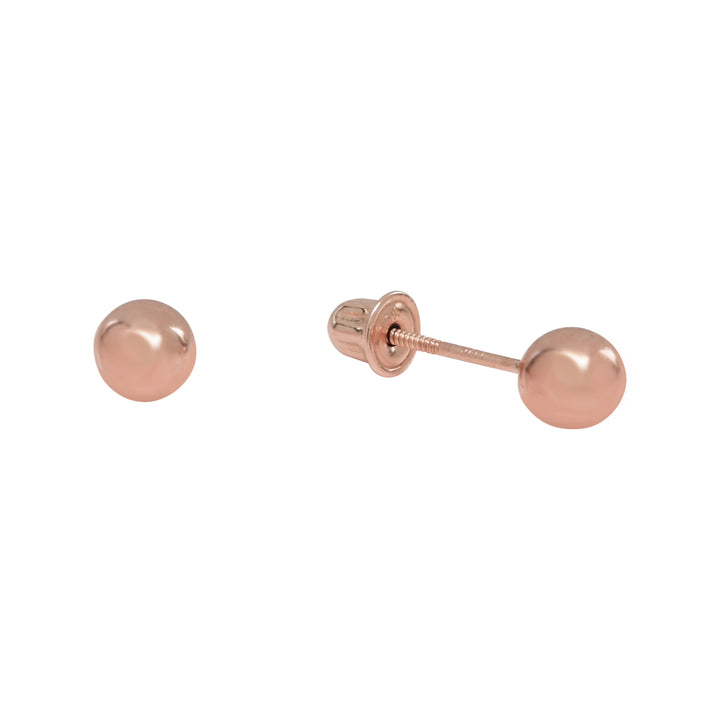 10k Solid Gold Sphere Studs - Earrings - 4mm - 4mm / Rose Gold - Azil Boutique