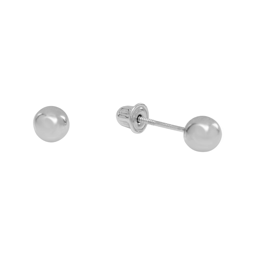 10k Solid Gold Sphere Studs - Earrings - 4mm - 4mm / White Gold - Azil Boutique