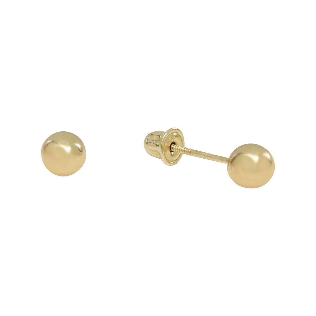 10k Solid Gold Sphere Studs - Earrings - 4mm - 4mm / Yellow Gold - Azil Boutique