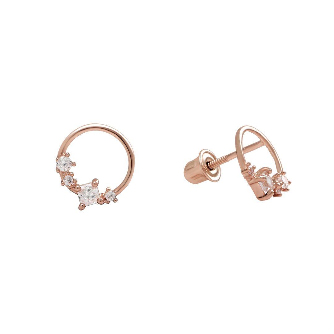 10k Solid Gold CZ Wreath Studs - Earrings - Rose Gold - Rose Gold - Azil Boutique