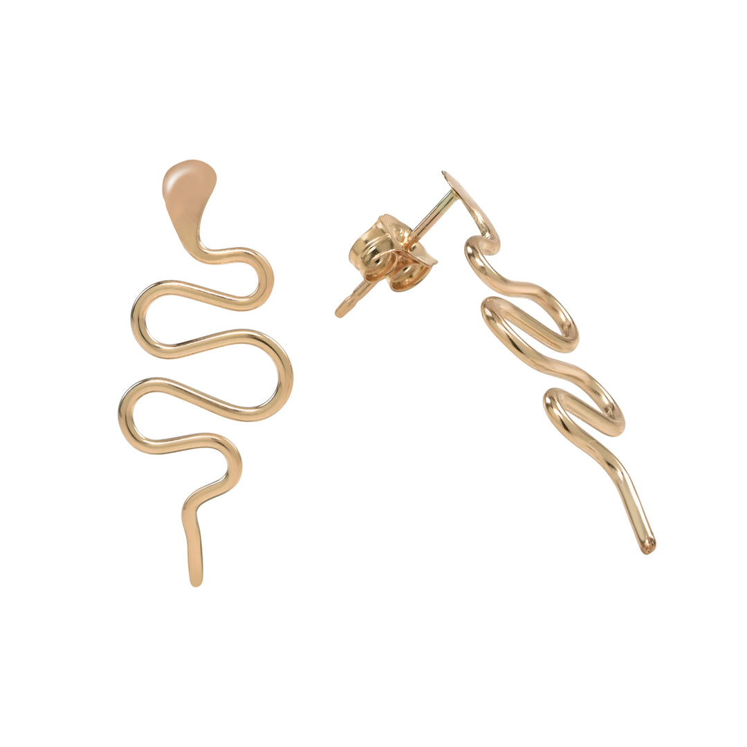 Snake Drop Studs - Earrings - Gold - Gold - Azil Boutique