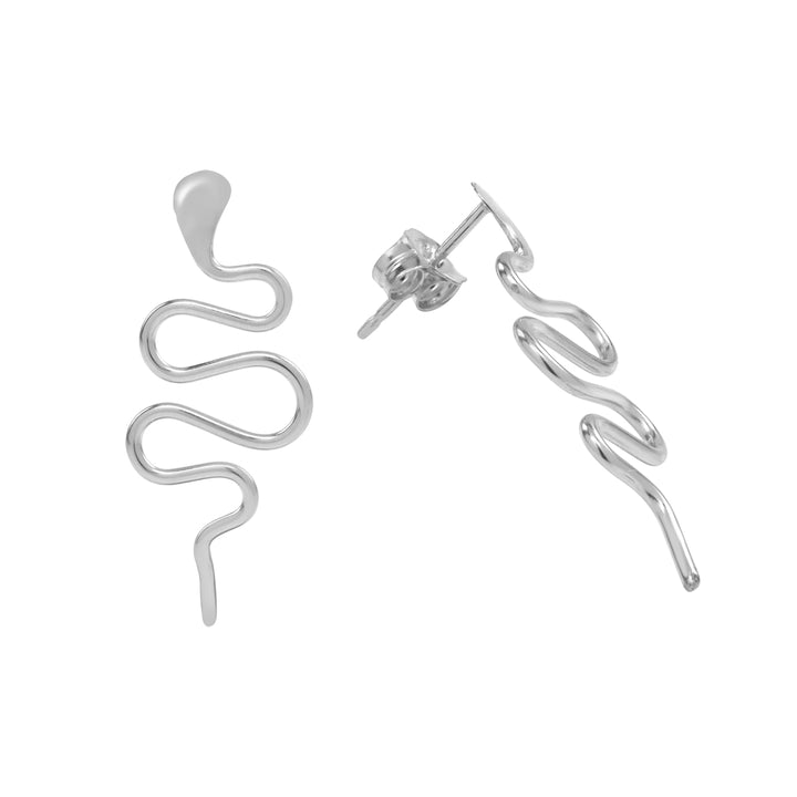 Snake Drop Studs - Earrings - Silver - Silver - Azil Boutique