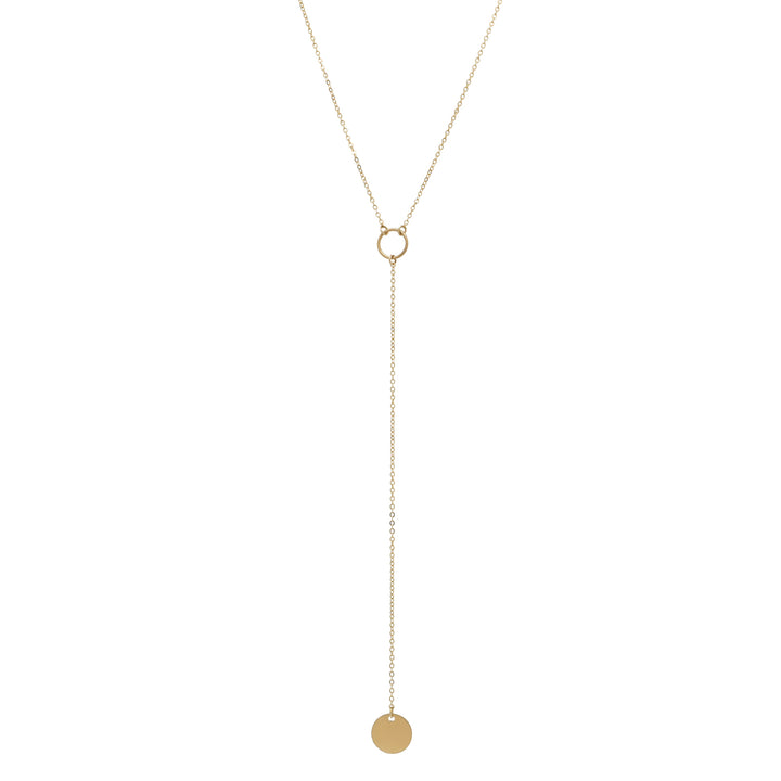 SALE - Y-Drop Disc Necklace - Necklaces - Long - Long / Gold - Azil Boutique