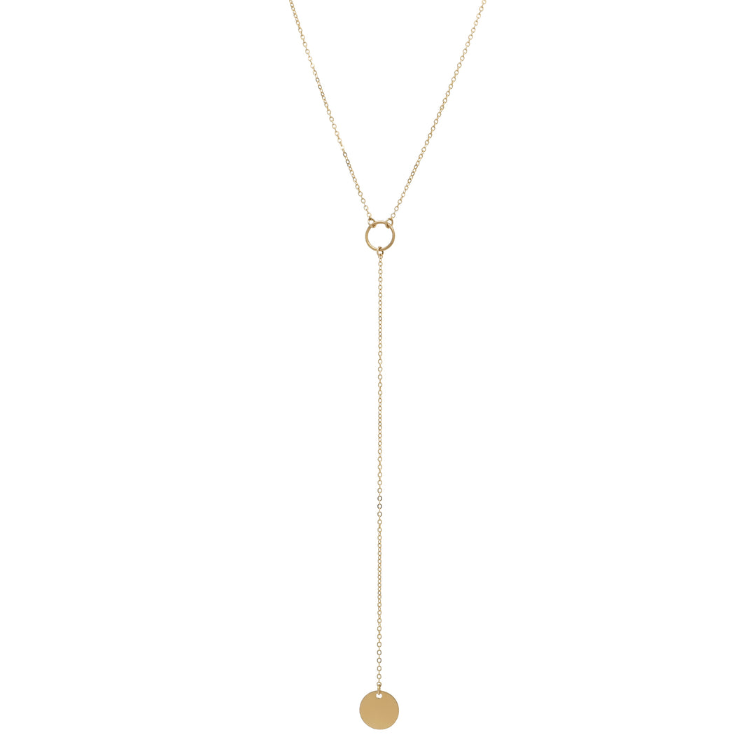 SALE - Y-Drop Disc Necklace - Necklaces - Long - Long / Gold - Azil Boutique