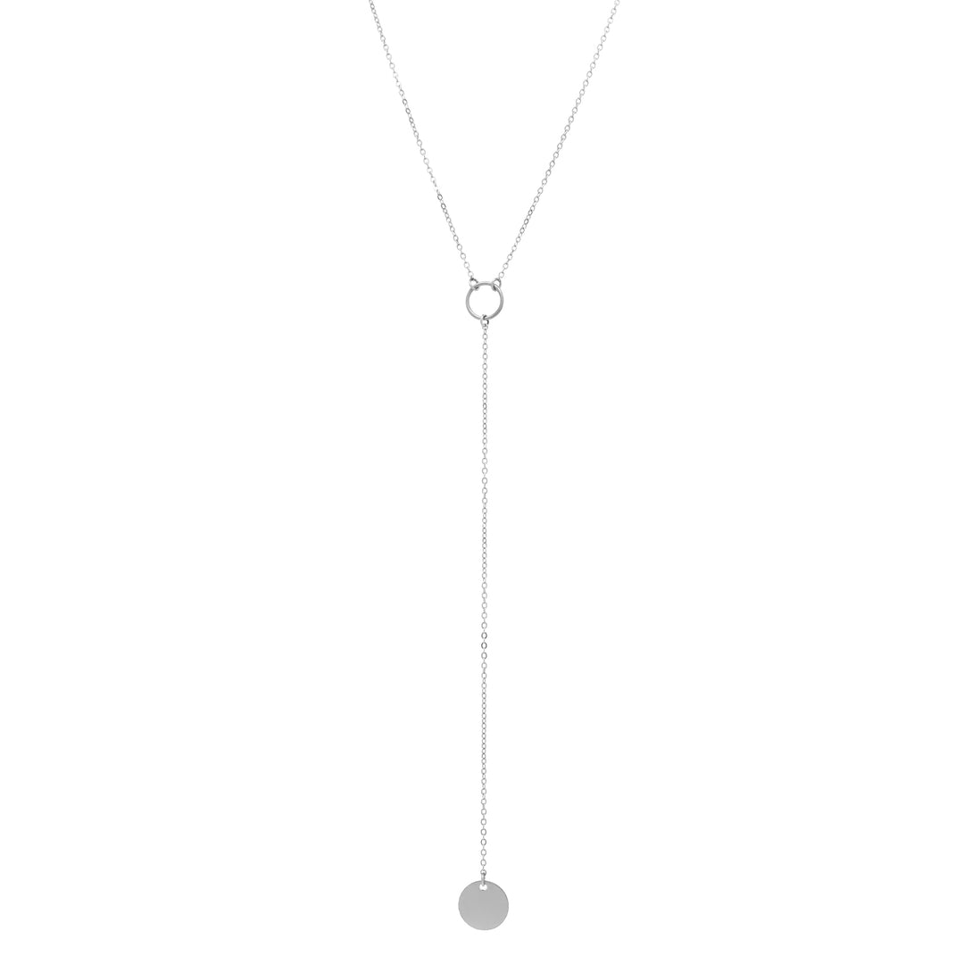 SALE - Y-Drop Disc Necklace - Necklaces - Long - Long / Silver - Azil Boutique