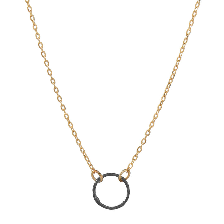 SALE - 2-Tone Tiny Diamond Cut Circle Necklace - Necklaces - Choker - Choker / Gunmetal/Gold - Azil Boutique