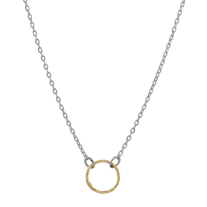 SALE - 2-Tone Tiny Diamond Cut Circle Necklace - Necklaces - Necklace - Necklace / Gold/Silver - Azil Boutique