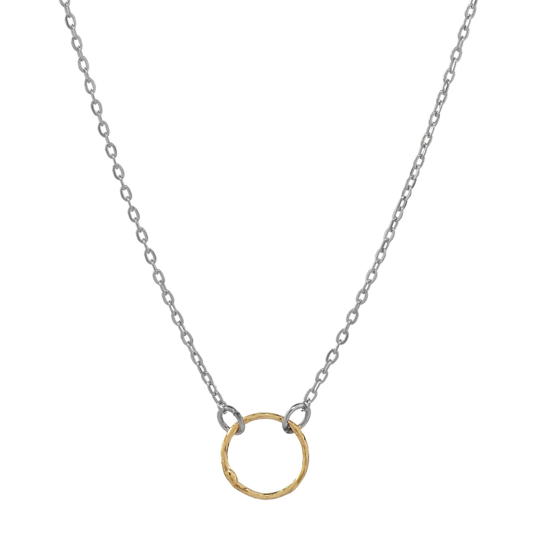 SALE - 2-Tone Tiny Diamond Cut Circle Necklace - Necklaces -  -  - Azil Boutique