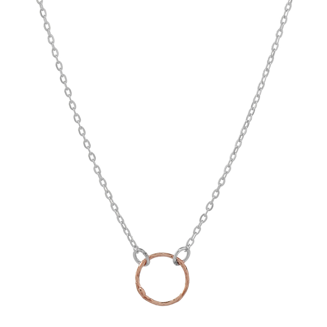 SALE - 2-Tone Tiny Diamond Cut Circle Necklace - Necklaces - Necklace - Necklace / Rose Gold/Silver - Azil Boutique