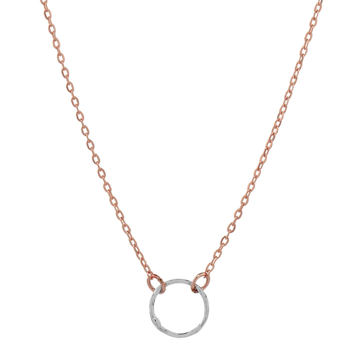SALE - 2-Tone Tiny Diamond Cut Circle Necklace - Necklaces - Choker - Choker / Silver/Rose Gold - Azil Boutique